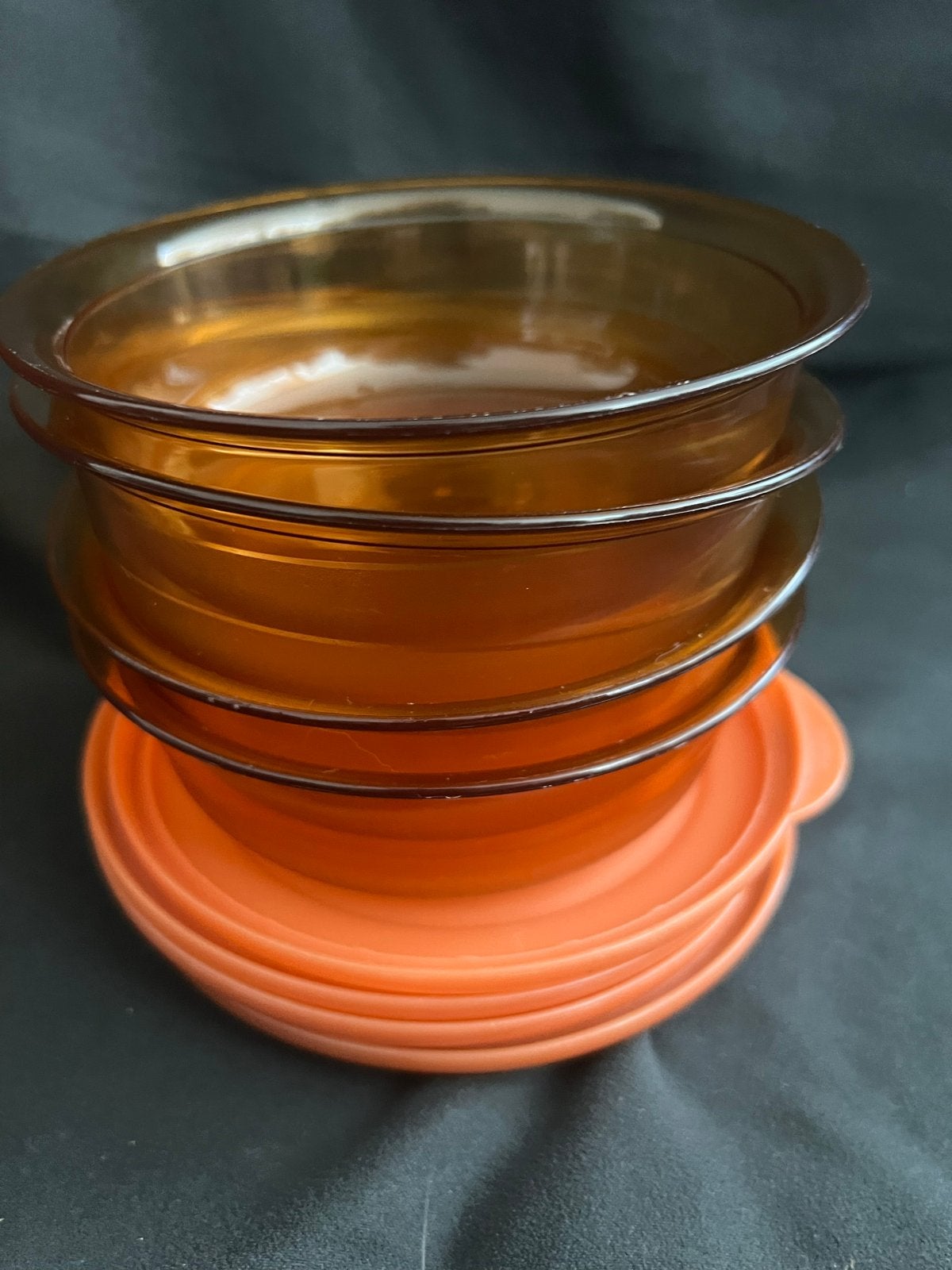 Tupperware 275 ml bakjes met deksel - Set van 4, Ophalen of Verzenden, Gebruikt, Oranje, Bak of Kom