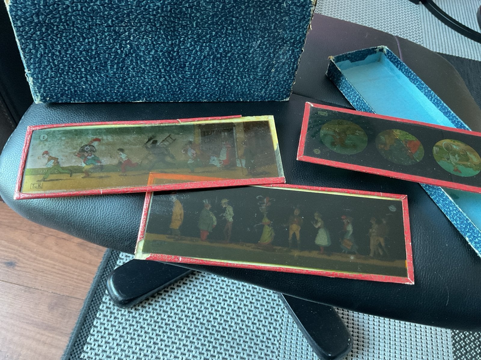 Complete set van 12 toverlantaarnplaatjes Theodor von Kramer, Ophalen of Verzenden