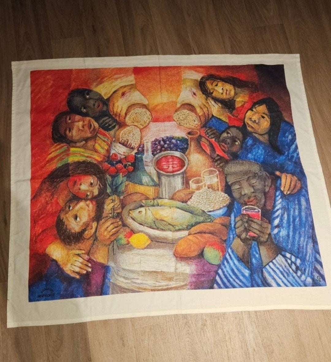 Groot Textieldoek "Samen aan tafel" – Sieger Köder (150x150), Ophalen, Zo goed als nieuw, Overige typen, Christendom | Katholiek