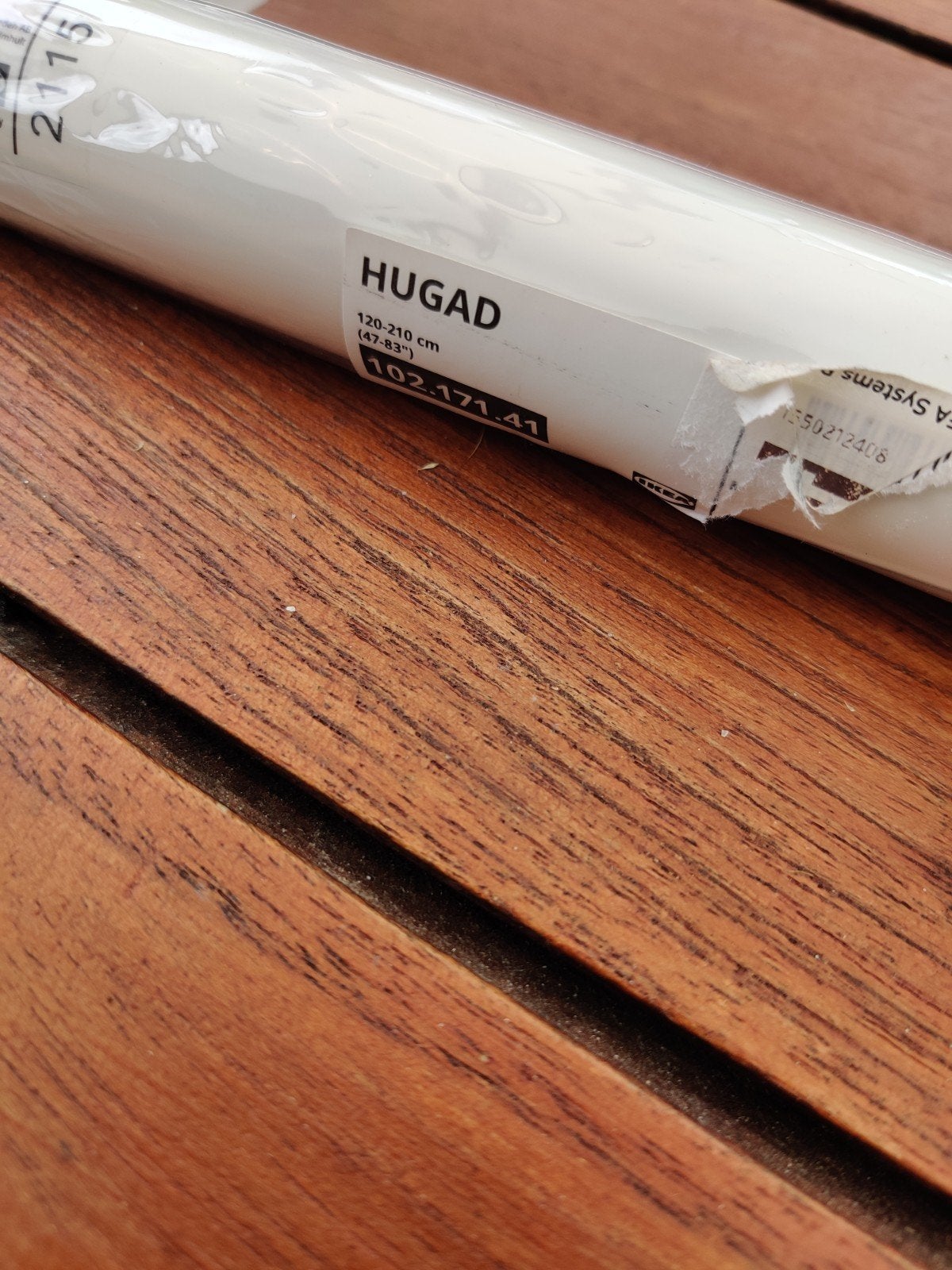 IKEA Hugad Gordijnroede 120-210 cm, Ophalen, Inclusief montageonderdelen, Wit, Metaal