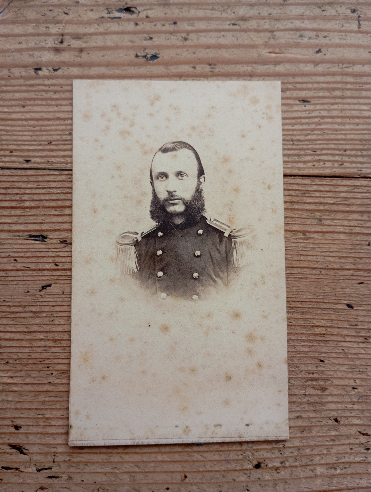 Vintage Albumine druk Foto Militair 1864, Boeken, Ophalen of Verzenden