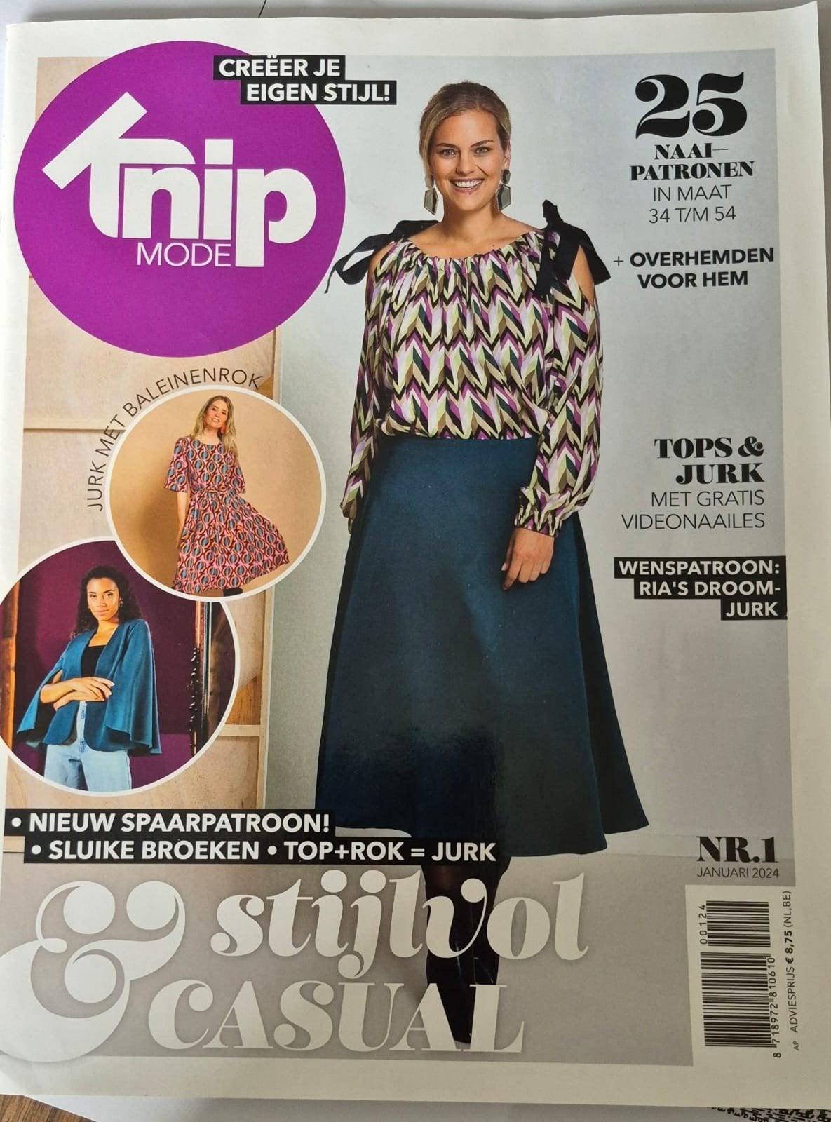 Knipmode januari 1 2024, Hobby en Vrije tijd, Kledingpatronen, Ophalen of Verzenden, Zo goed als nieuw, Vrouw, Knipmode