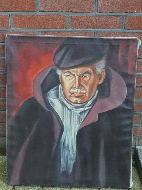 Goed Schilderij man pet indringend gezicht wie?, Antiek en Kunst, Ophalen