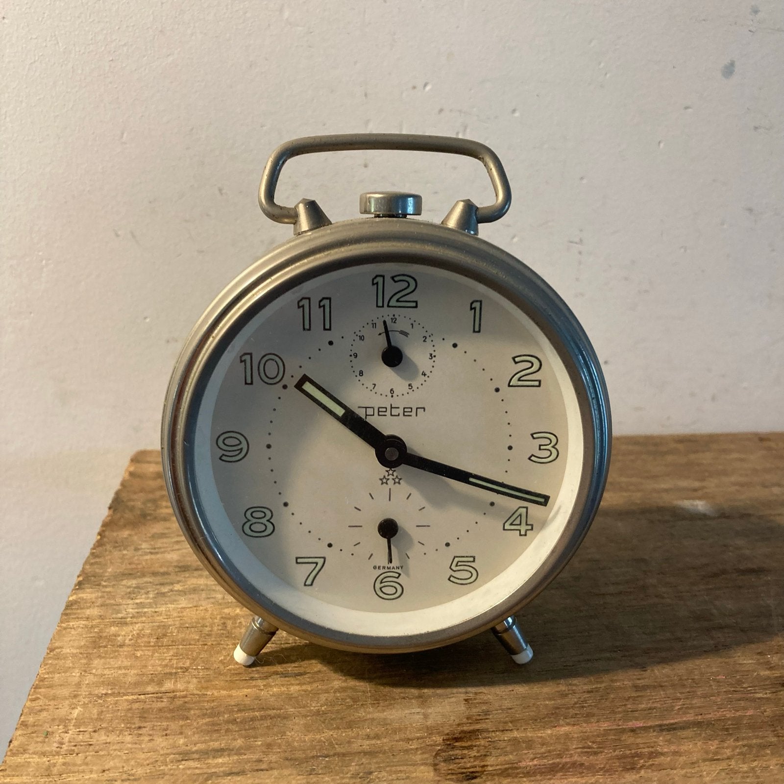 Vintage Mauthe Mechanische Wekker Jaren '50-'60 Groen-Wit, Ophalen of Verzenden