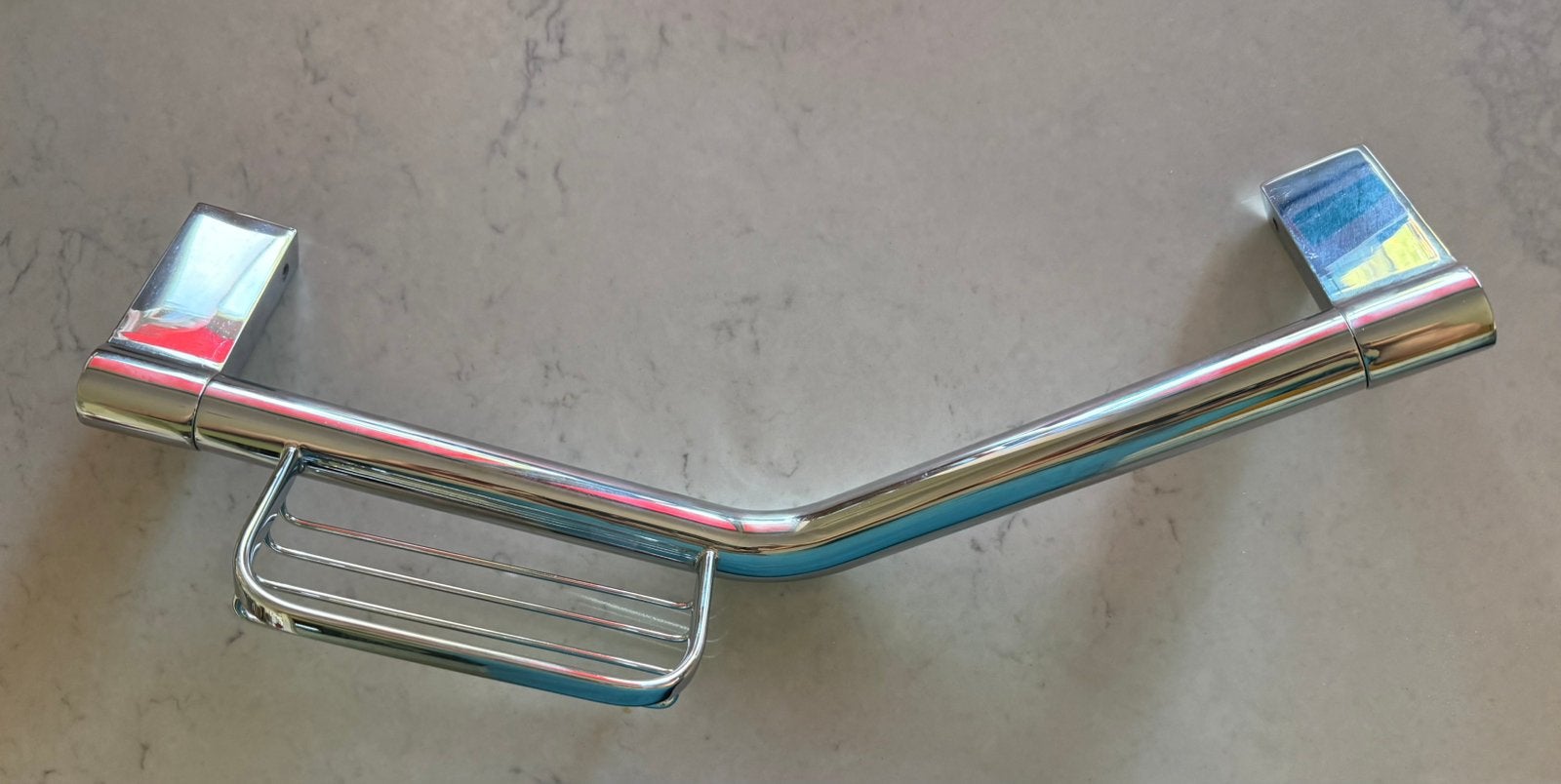 Zgan zware kwaliteit chromen zeepbak met armsteun, Ophalen, Zo goed als nieuw, Chroom, Douche