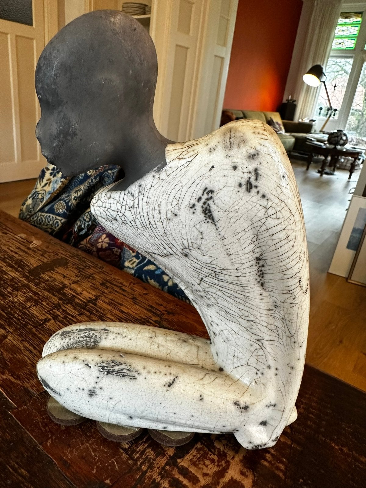 Raku beeldje zittende man, Ophalen of Verzenden