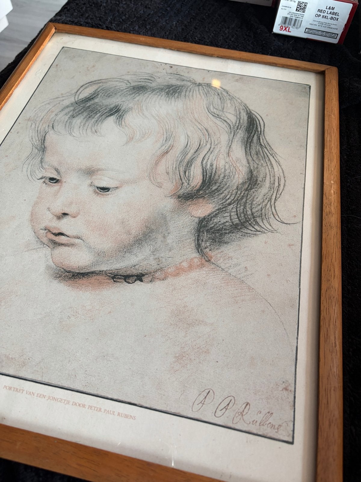 Reproductie van 'Portret van een jongetje' door Rubens, Antiek en Kunst, Ophalen, Reproductie, Print/reproductie, Ingelijst