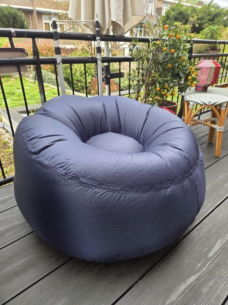 Fatboy lamzac O  luchtzitzak / opblaasstoel, Huis en Inrichting, Zitzakken, Ophalen of Verzenden, Zo goed als nieuw, Blauw, Zitzakstoel