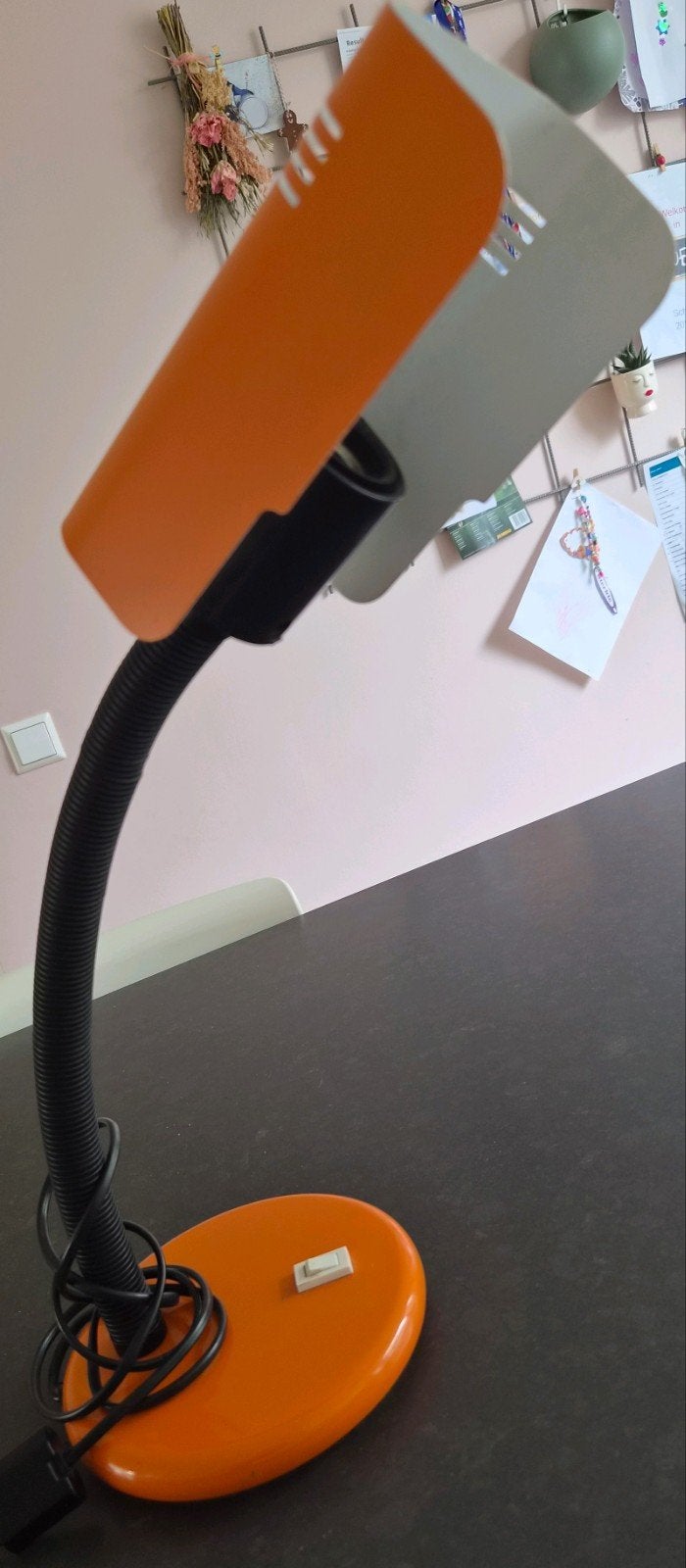 Vintage Targetti Sankey Bureaulamp – Oranje Space Age (70), Huis en Inrichting, Lampen | Tafellampen, Bureaulamp, Gebruikt, Oranje