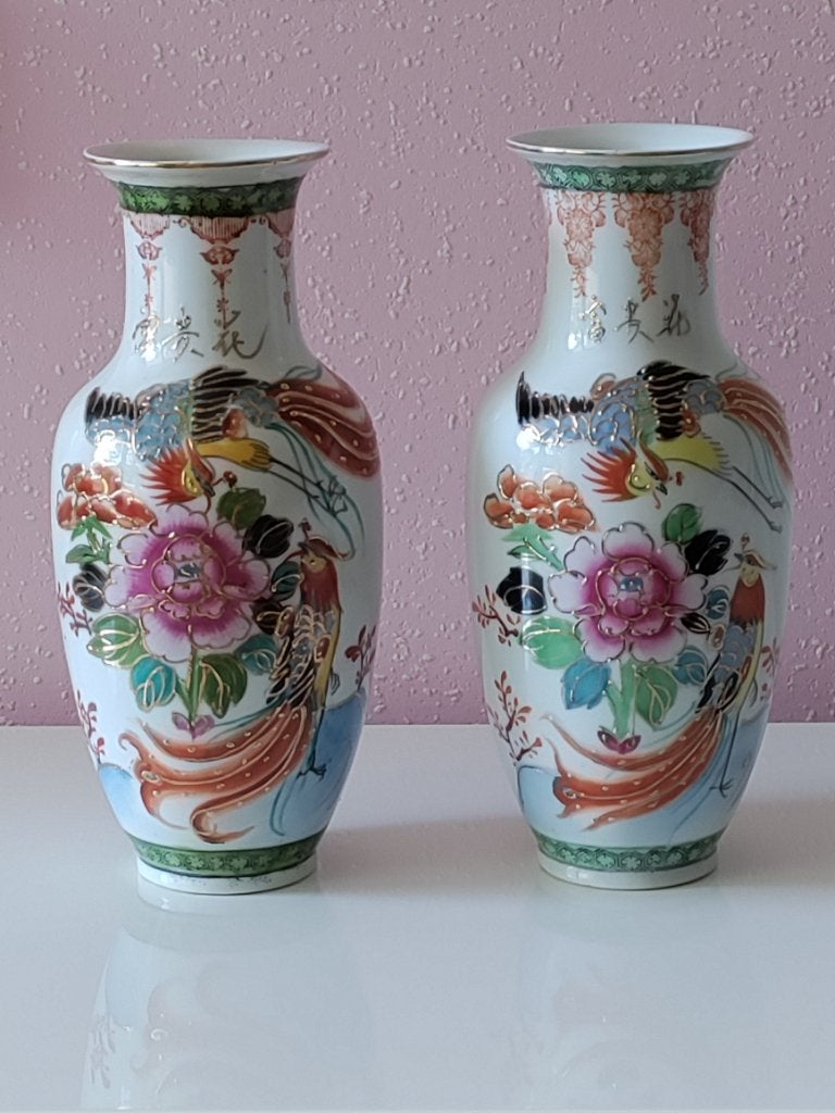 Prachtige Vintage Chinese vazen FAMILLE ROSE, Antiek en Kunst, Antiek | Vazen, Ophalen of Verzenden