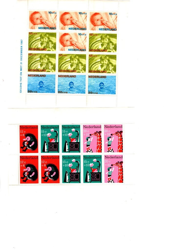 Velletjes kinderzegels (5x 1966-1970), Ophalen of Verzenden, Postfris, Overige thema's