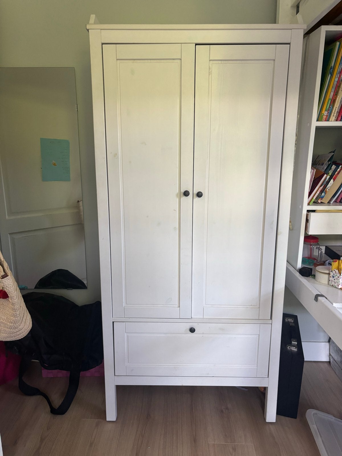 Witte kledingkast met plank en lade Ikea Sundvik, Ophalen, 50 tot 100 cm, Zo goed als nieuw, Met lade(s)
