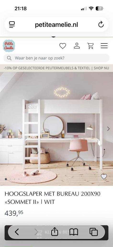 Hoogslaper Petite Amelie met bureau, Ophalen, Gebruikt, Hoogslaper