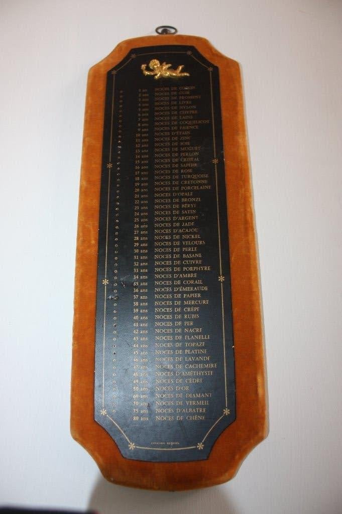 Oude Franse kalender namen van 80 jaren van huwelijk., Ophalen of Verzenden