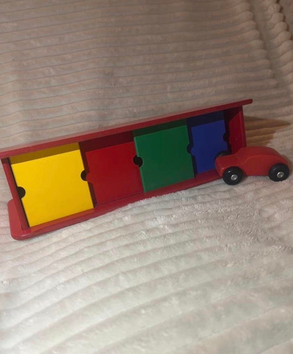Vintage Ikea Houten Speelgoedgarage met Auto, Ophalen of Verzenden, Gebruikt