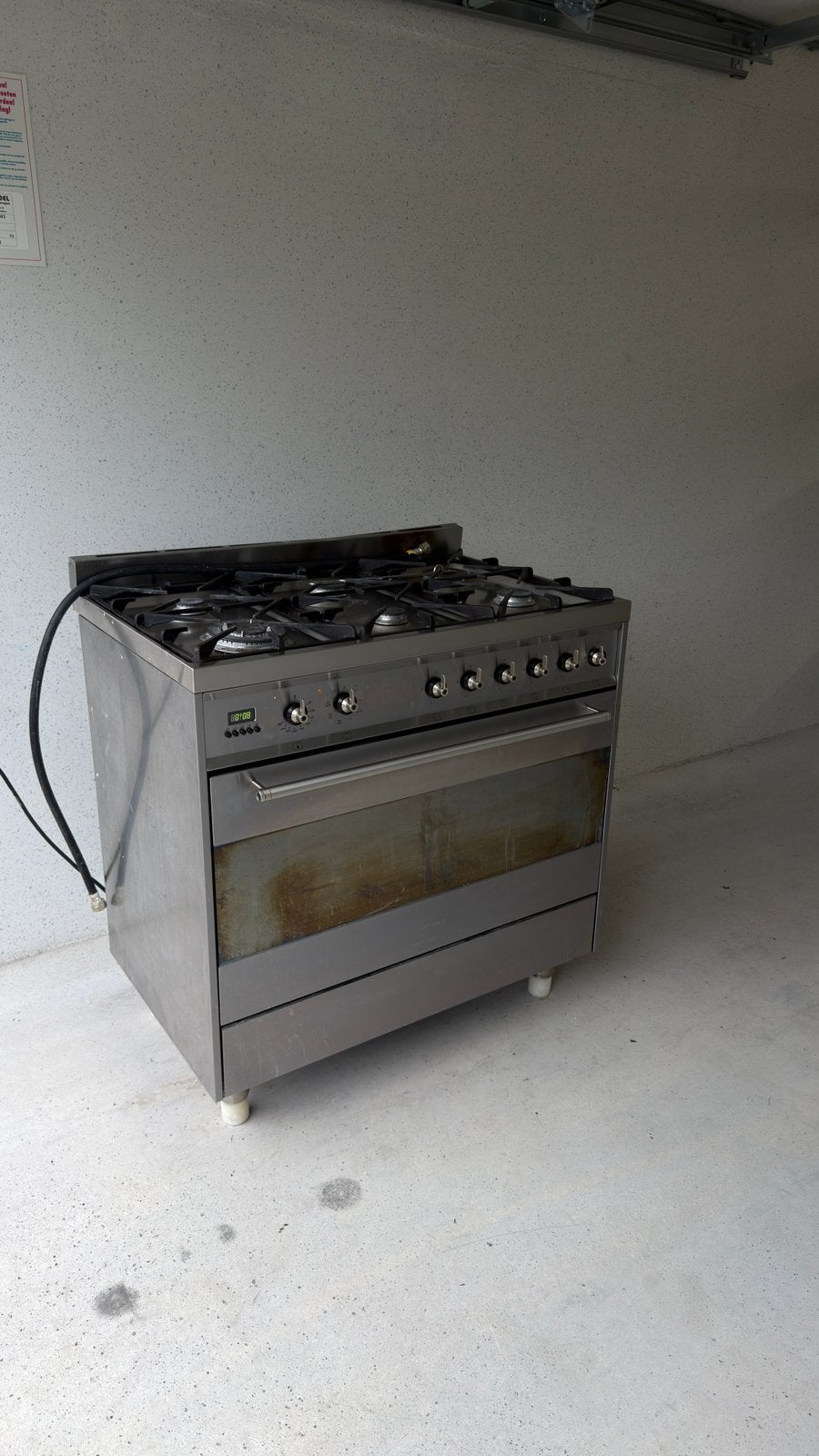 Luxe Smeg 6-pits gasfornuis met oven - 90cm breed, Ophalen, Gebruikt, Hete lucht, 60 cm of meer
