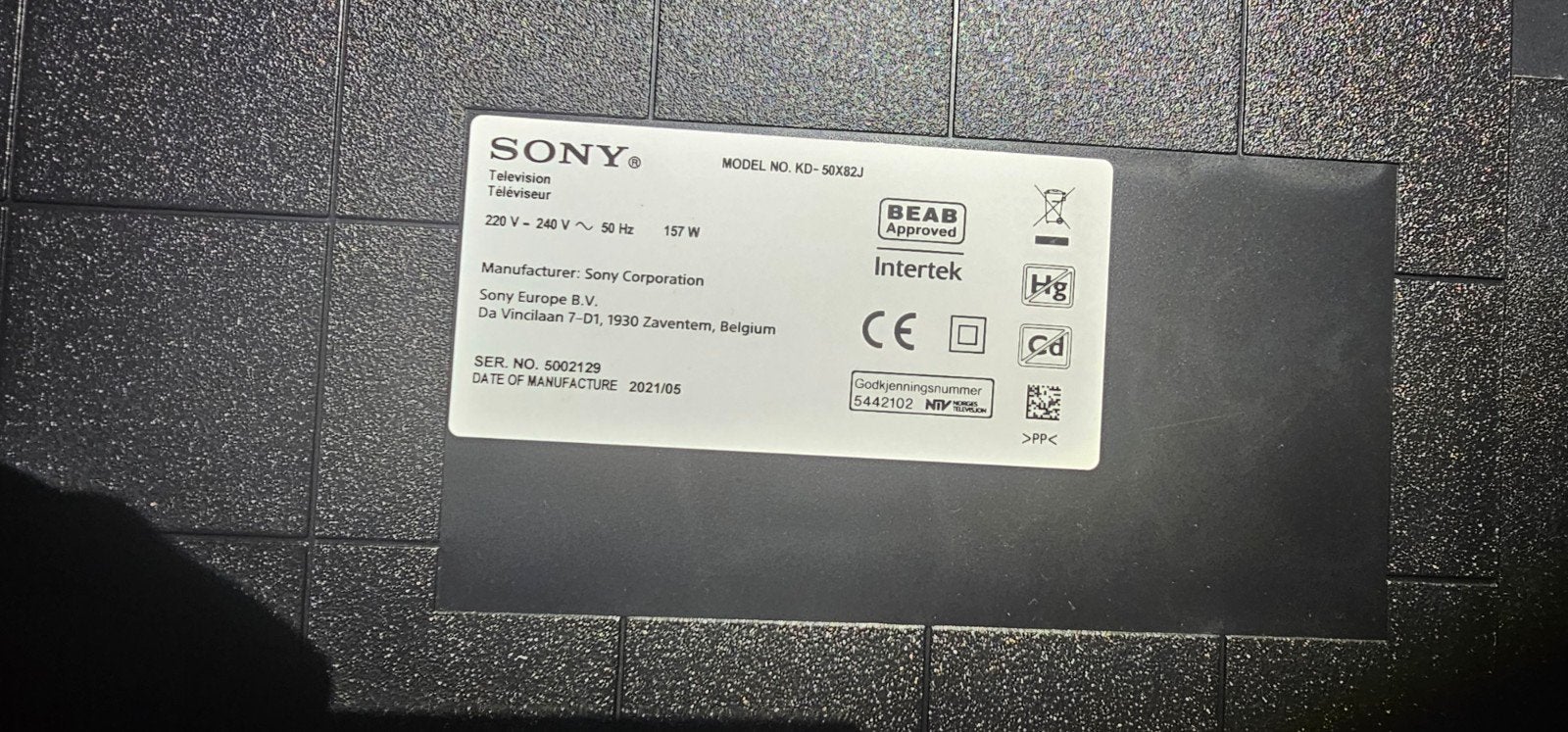 Sony model no. KD- 50X82J, Ophalen, 50 Hz, LCD, Zo goed als nieuw