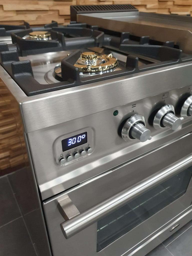 Luxe Boretti Fornuis 100cm RVS 1 oven 1 magnetron Duel Feul, Niet ingevuld, 60 cm of meer, Niet ingevuld, Zo goed als nieuw