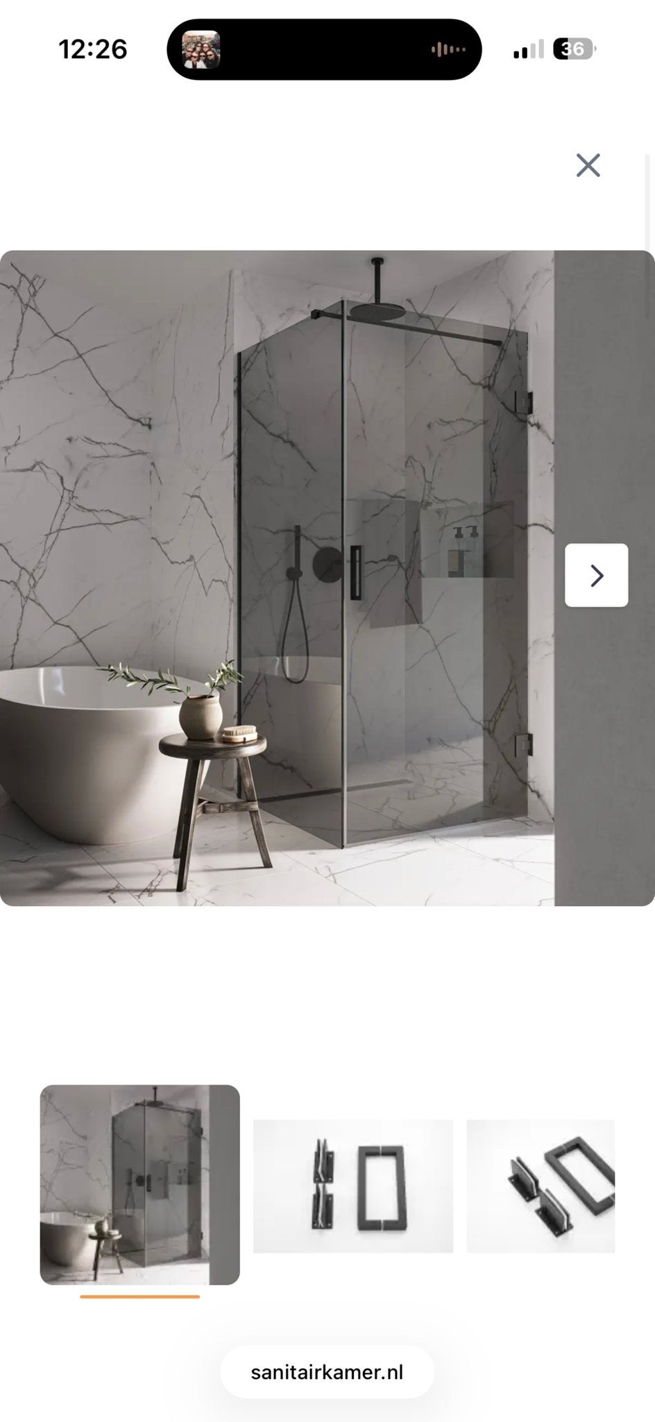 Saniclear Modern Nero rookglas douchecabine 80x90cm, Ophalen of Verzenden, Nieuw, Glas, Douche