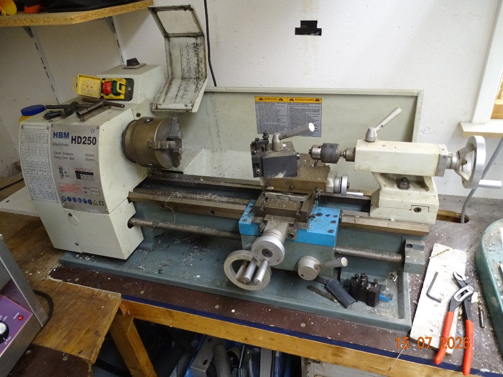 DRAAIBANK  HBM  HD250  ZEER COMPLEET, Doe-het-zelf en Verbouw, Draaibanken, Ophalen, Gebruikt, Metaaldraaibank, Minder dan 500 mm