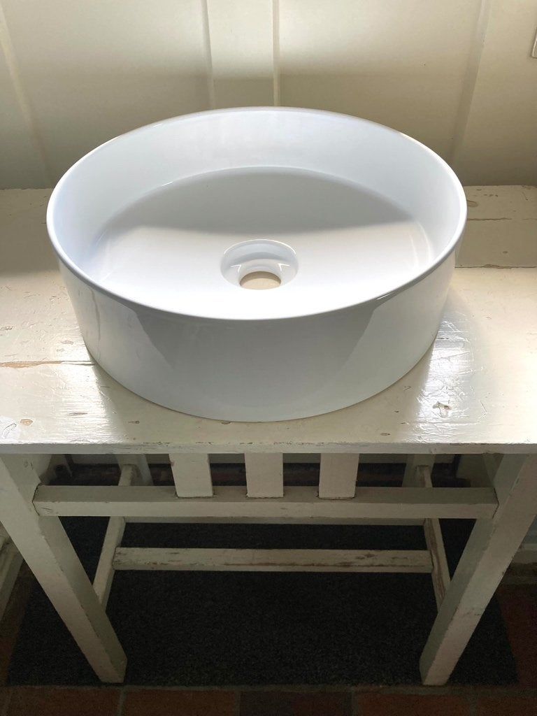 Nieuwe waskom Xenz Coco, wit, rond, Doe-het-zelf en Verbouw, Sanitair, Nieuw, Wastafel, Steen, Ophalen