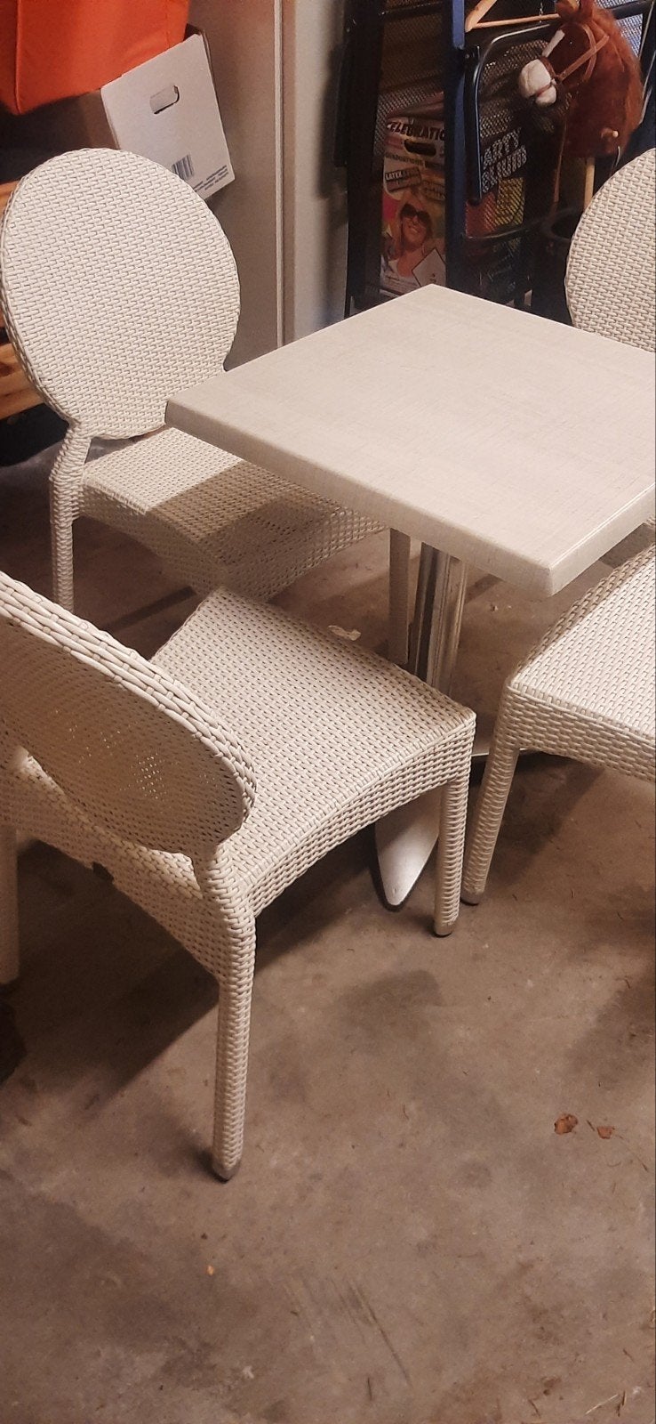 Terrasset set: tafel met 4 stoelen, Huis en Inrichting, Tafels | Eettafels, Ophalen, Gebruikt, Vierkant, 50 tot 100 cm
