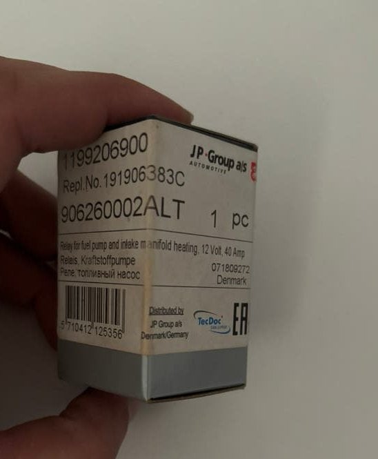 Nieuw JP Group brandstofpomprelais 12V 40A – 1199206900, Ophalen of Verzenden, Nieuw