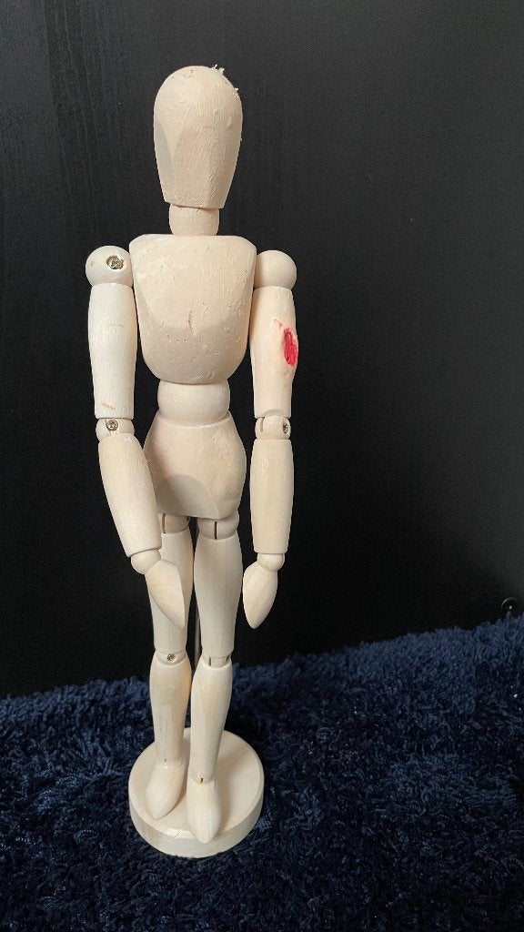 tekenpop modelpop hout flexibel hoogte 34 cm, Hobby en Vrije tijd, Tekenen, Ophalen of Verzenden, Zo goed als nieuw, Overige typen