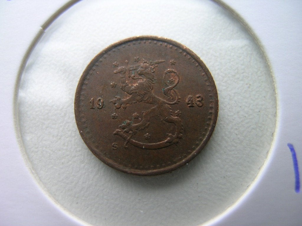 25 Pennia 1943 Finland (nr 1), Ophalen of Verzenden, Overige landen, Losse munt