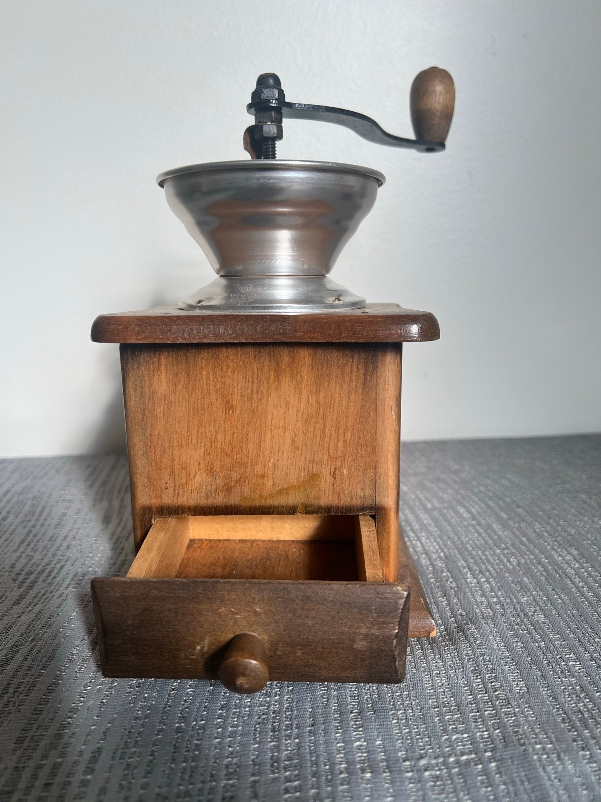 Vintage handmatige koffiemolen - Hout en metaal, Ophalen of Verzenden