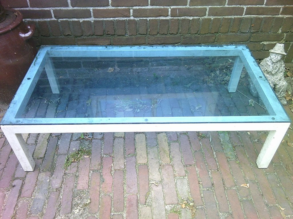 Aluminium Tuintafel met Glasplaat 110x60 H=30cm  moet/kan, Doe-het-zelf en Verbouw, Ophalen, Gebruikt, Minder dan 80 cm, 80 tot 120 cm