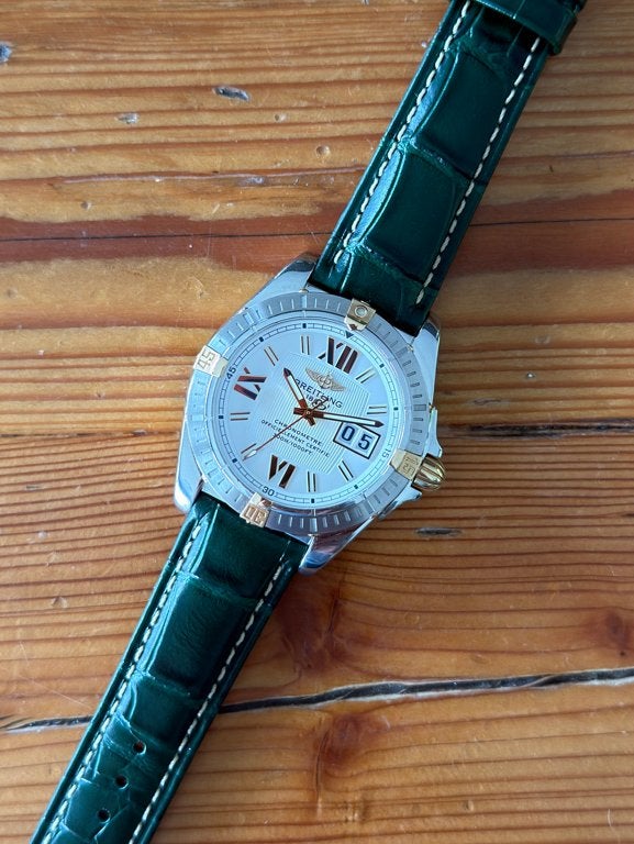 Breitling Cockpit Big Date Chronometer Polshorloge, Leer, Staal, Breitling, Polshorloge
