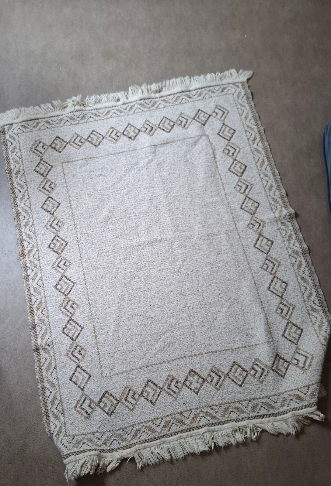 Vintage Tafelkleed met Geometrisch Patroon en Franjes, Ophalen of Verzenden