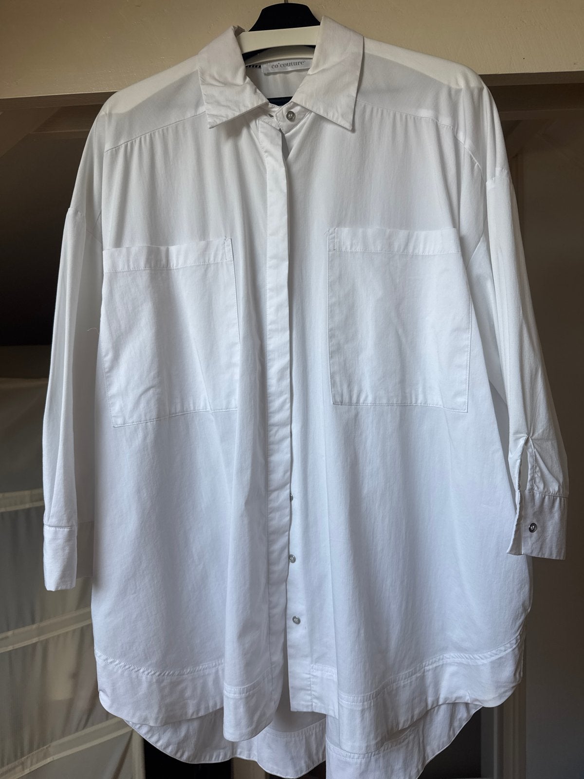 Co'Couture Witte Katoenen Crisp Pocket Shirt Maat M, Ophalen of Verzenden, Zo goed als nieuw, Maat 38/40 (M), Wit