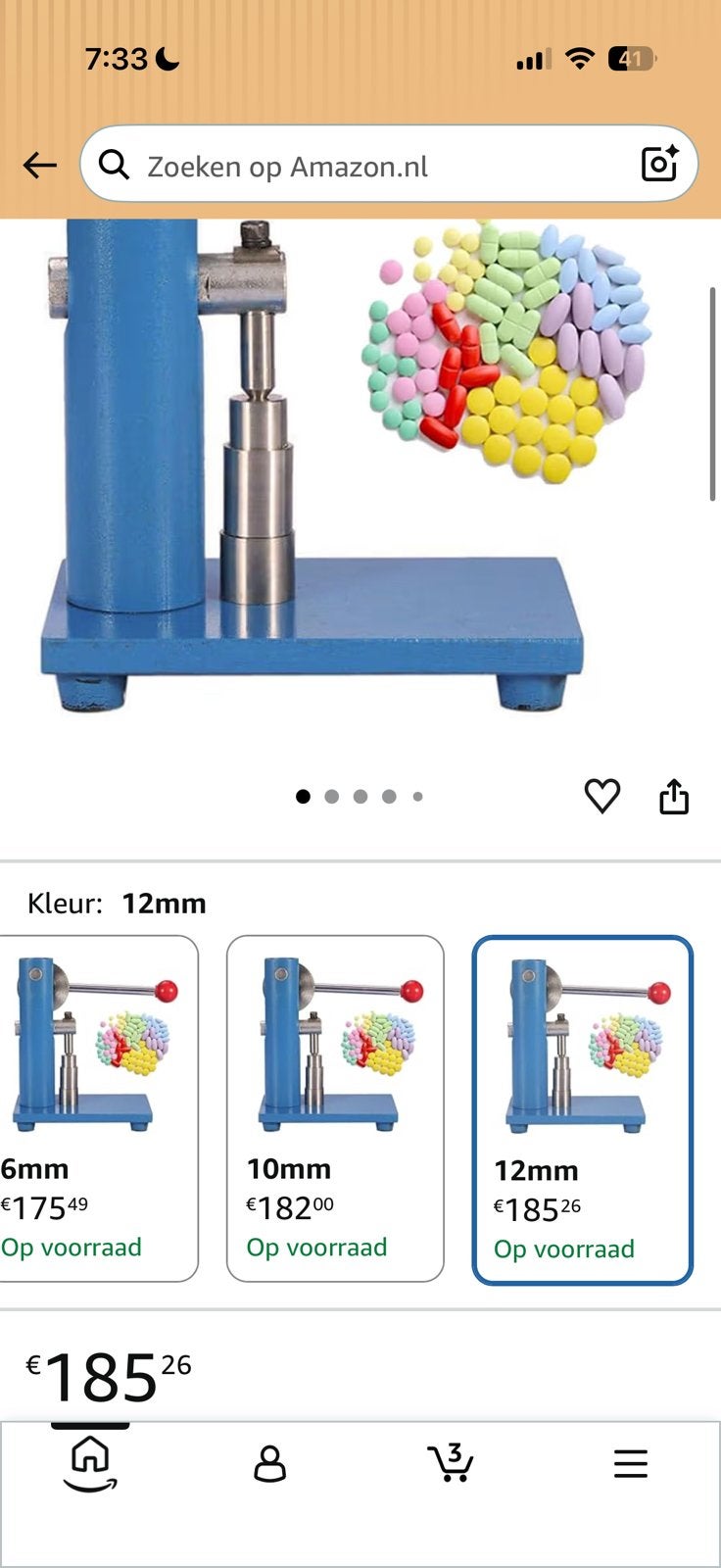 Handmatige pilpers/tabletpers - 3 mm - 18 mm, Ophalen, Nieuw