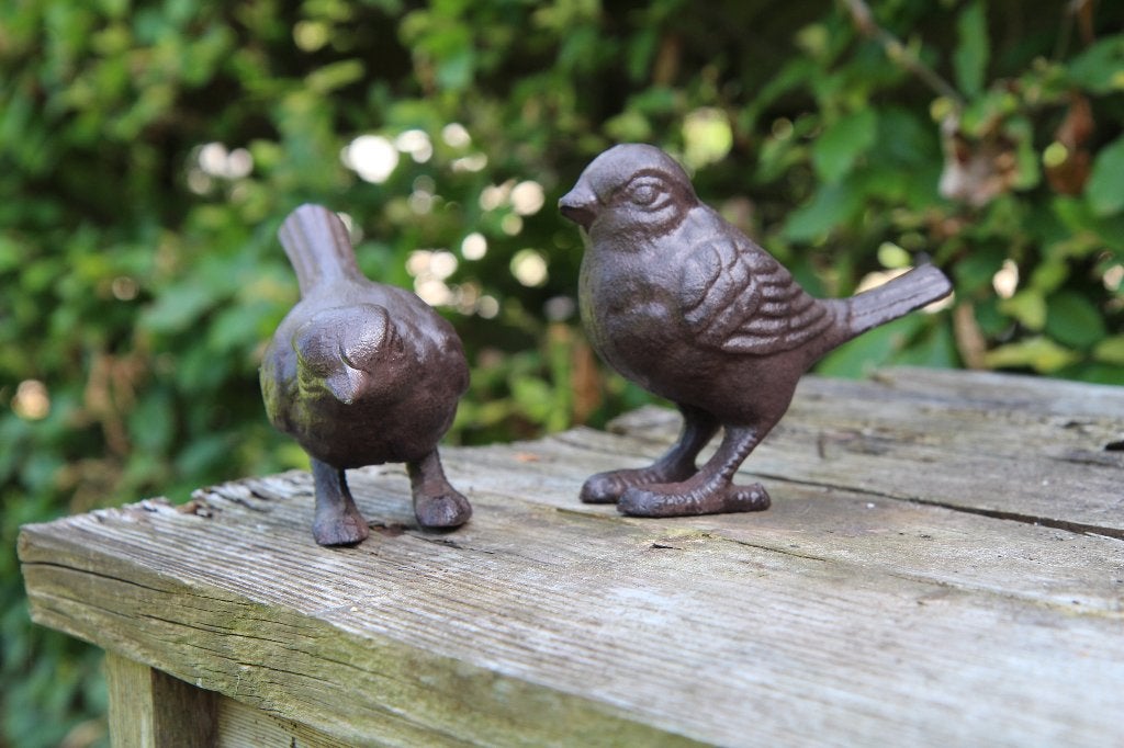Set van 2 gietijzeren vogeltjes donkerbruin VGS148, Ophalen of Verzenden, Nieuw, Dier
