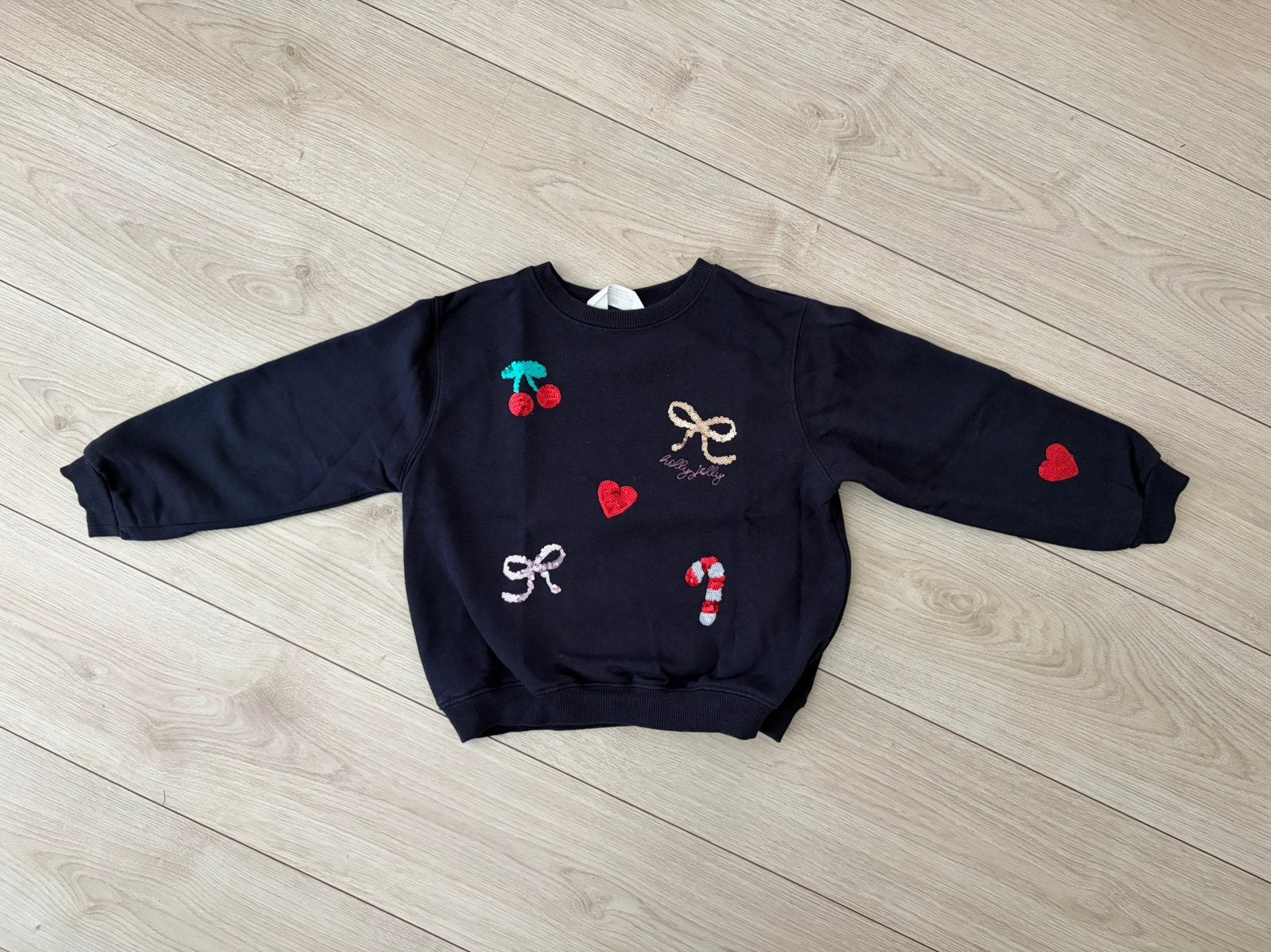 H&M kerst trui blauw pailleten maat 122/128, Kinderen en Baby's, Ophalen of Verzenden, Zo goed als nieuw, Meisje, Trui of Vest