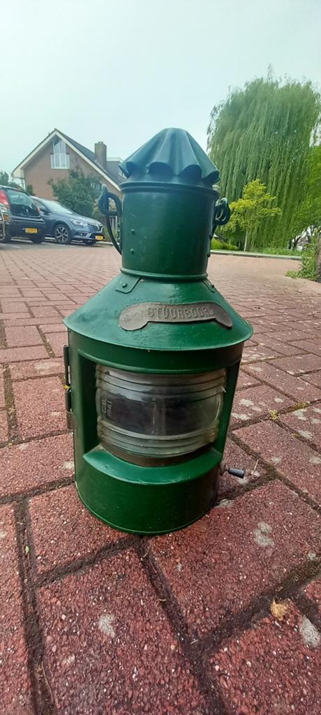 Antieke scheepslamp 'stuurboord', Ophalen of Verzenden