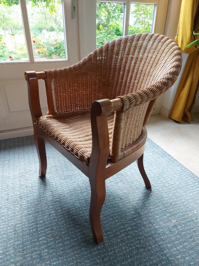 Rotan stoel te koop, Ophalen, Bruin, Hout, Zo goed als nieuw