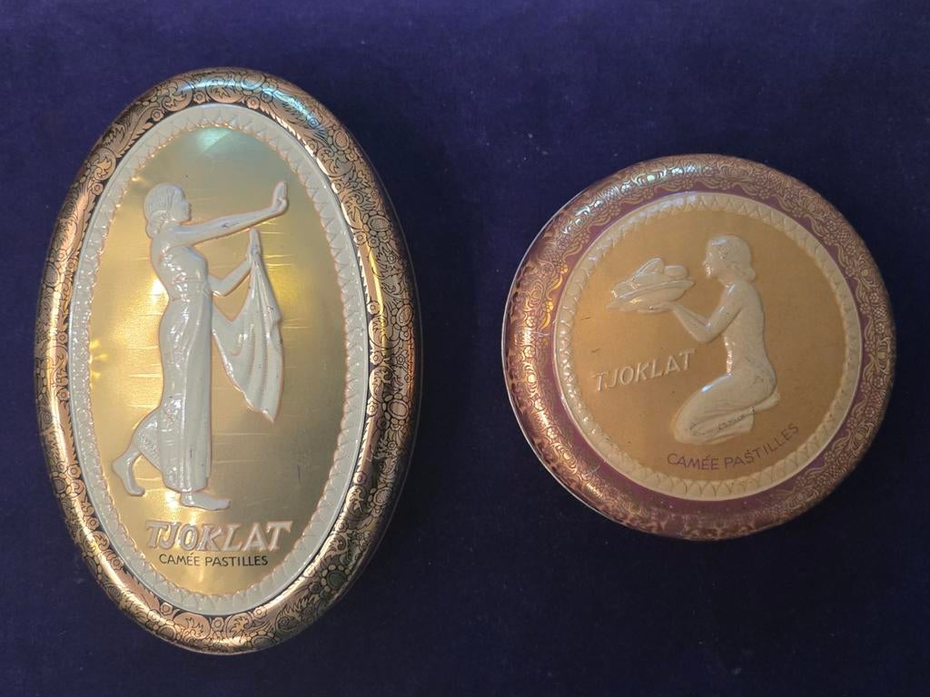 Vintage Tjoklat Camée pastilles blikken 4 stuks, Verzamelen, Blikken, Ophalen of Verzenden, Gebruikt, Overige