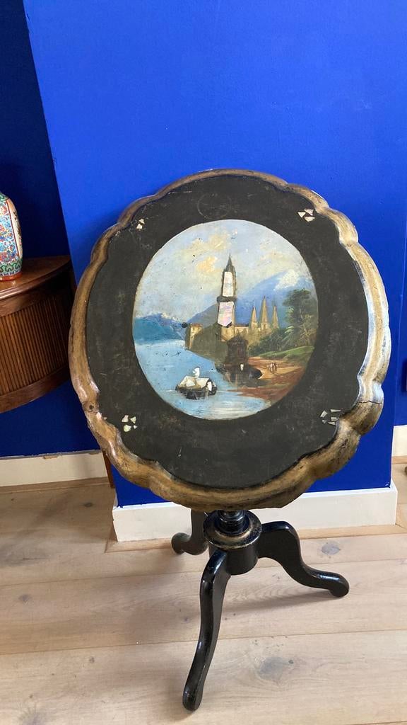 Klaptafel met schilderij landschap, Ophalen
