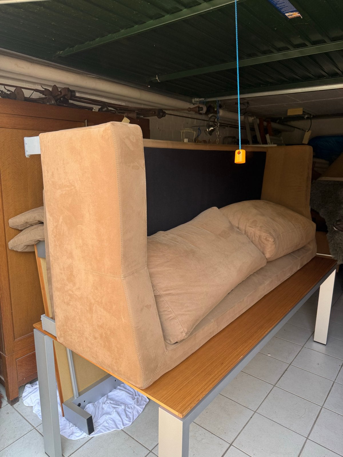 Leolux Bank Bruin/Beige, Gebruikt, Driepersoons, 75 tot 100 cm, Ophalen of Verzenden