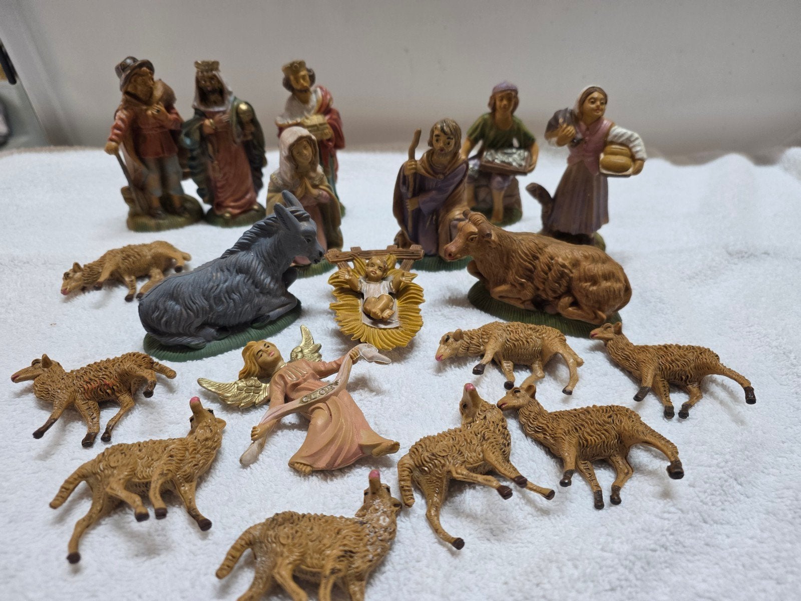 Vintage Kerststal Beeldjes Set - Gemaakt in Italië, Ophalen of Verzenden, Gebruikt, Beeld(je), Christendom | Katholiek