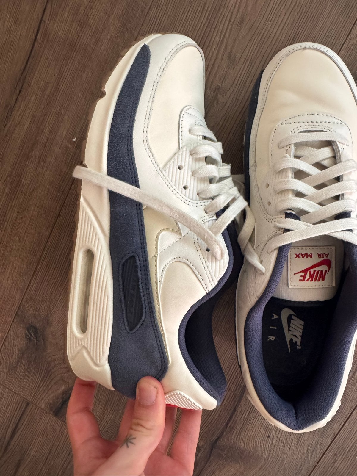 Nike Air Max 90 Rare Air Pale Ivory/Thunder Blue, Ophalen of Verzenden, Gedragen, Wit, Sneakers of Gympen