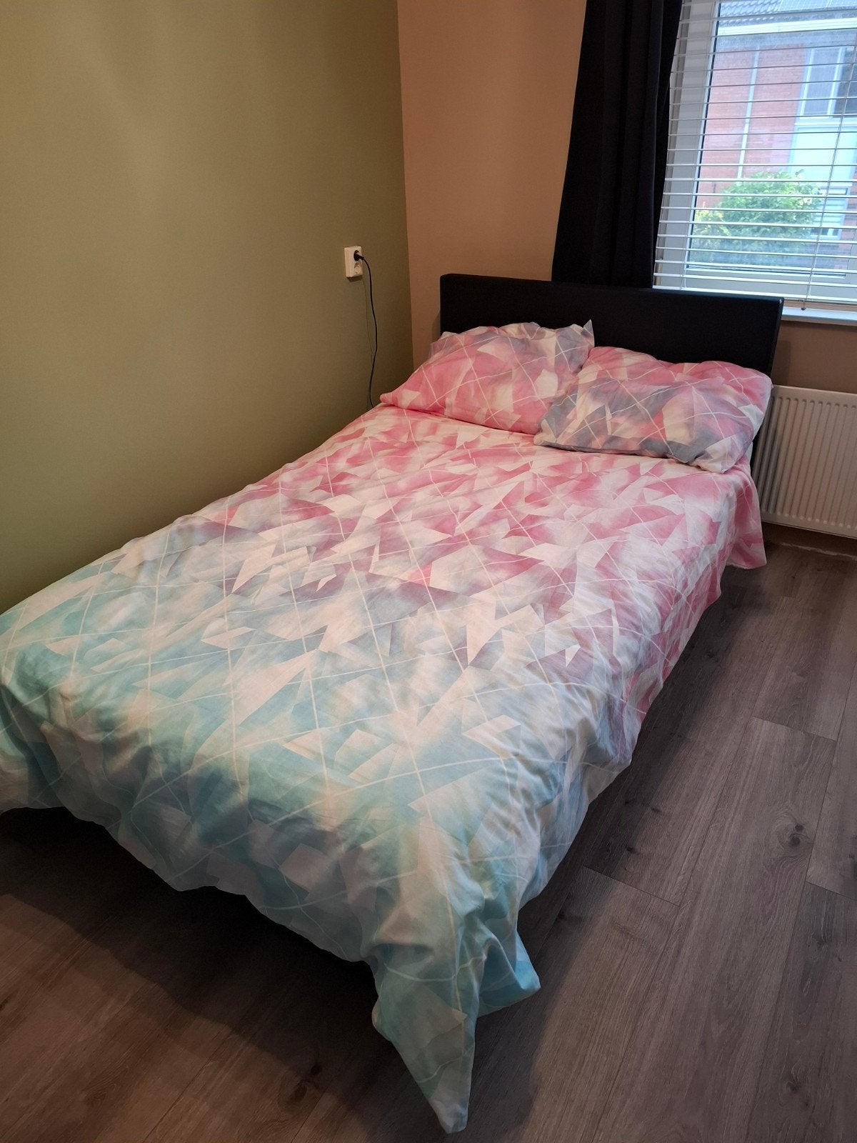 Boxspring met topper matras 120x200 Leenbakker, Ophalen, Gebruikt, Zwart, Twijfelaar