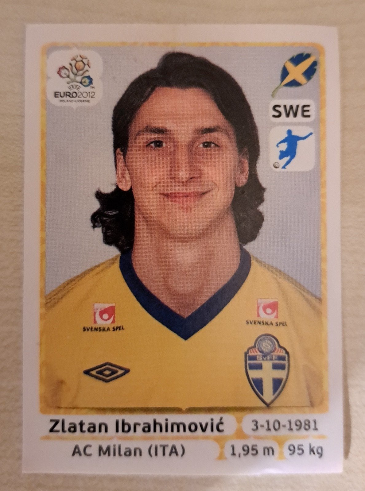Panini voetbalplaatje Euro 2012 Zlatan Ibrahimovic Zweden, Ophalen of Verzenden, Zo goed als nieuw, Buitenlandse clubs, Poster, Plaatje of Sticker