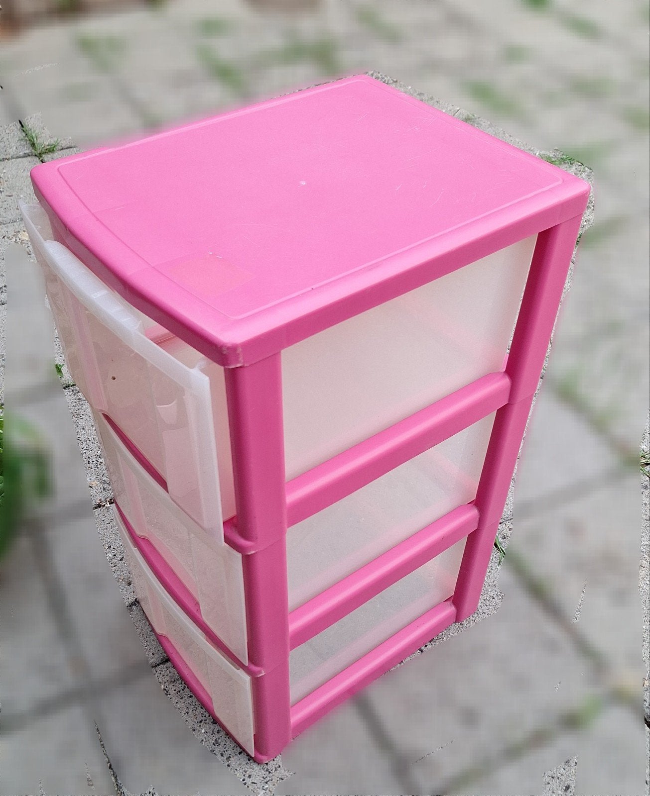 Roze kunststof ladenkastje met 3 grote vakken/lades, Huis en Inrichting, Ophalen, 50 tot 100 cm, 3 of 4 laden, Minder dan 100 cm