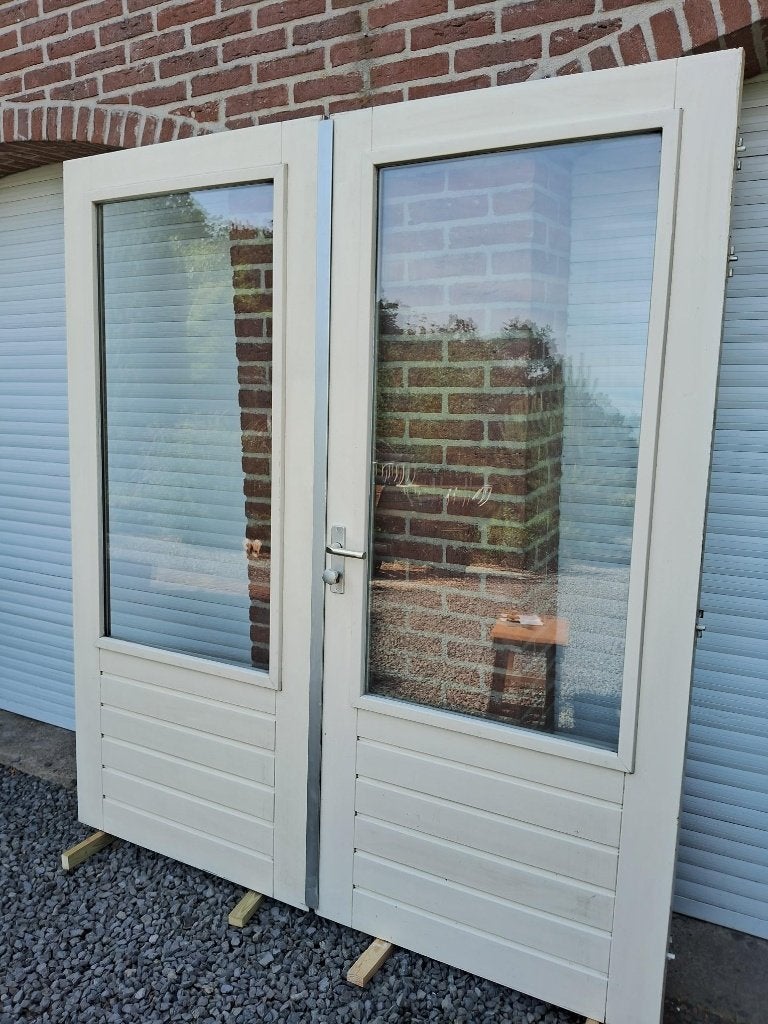 dubbele deuren, terrasdeuren, tuindeuren, openslaande deuren, Doe-het-zelf en Verbouw, Deuren en Horren, Ophalen, Gebruikt, 120 cm of meer