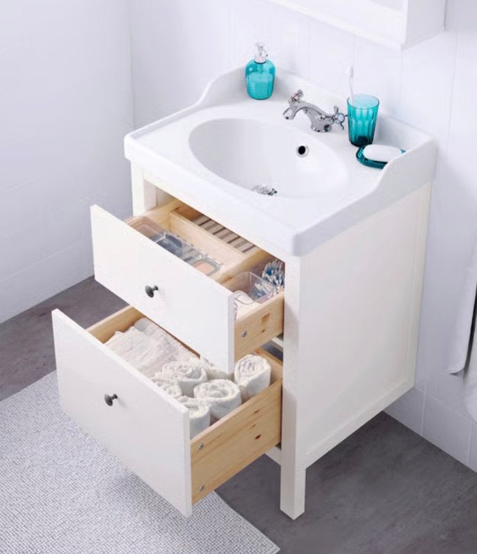Wastafelmeubel Ikea Hemnes met Rutsjon wastafel, compleet, Ophalen, 100 tot 150 cm, 50 tot 100 cm, Zo goed als nieuw