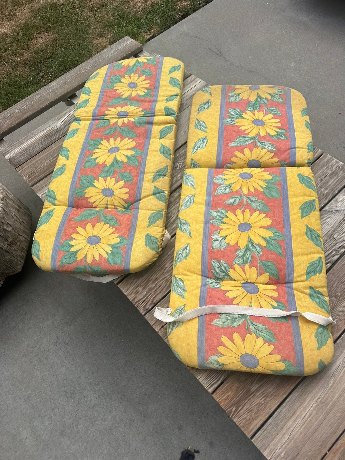 Set van 2 Vintage Tuinstoelkussens – Zonnebloem Motief, Tuin en Terras, Ophalen, Gebruikt